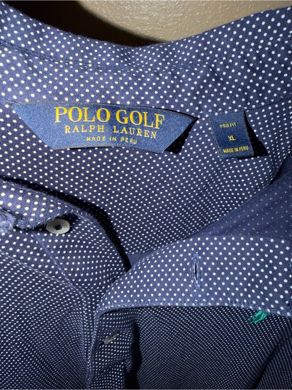 Ralph Lauren Navy Microdot Polo with Teal Logo - Picture 2 of 2